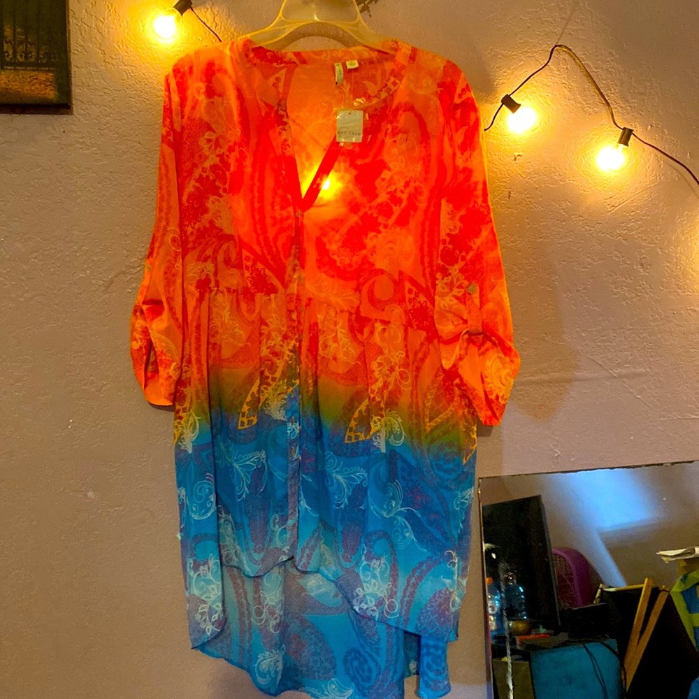 Est . 1946 J/m ports wear. Apricot Orange and blue beach wear